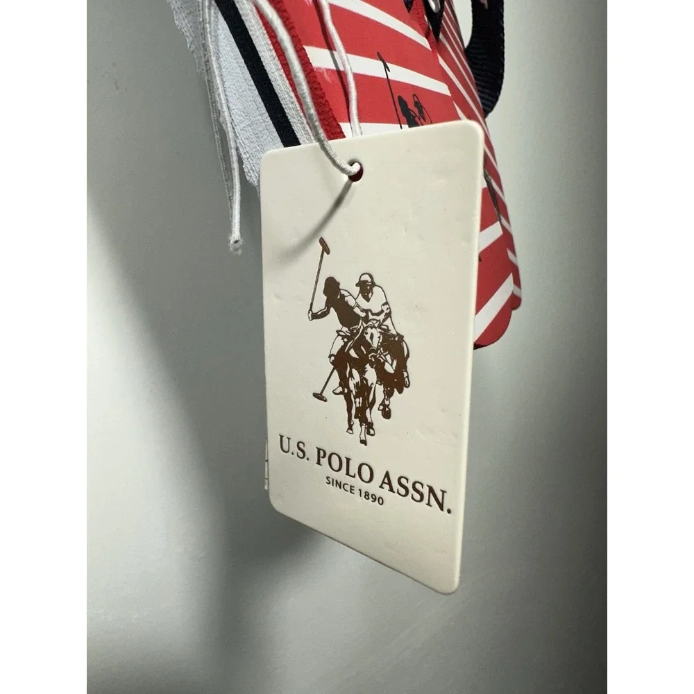U.S. Polo Assn. Size 9-10 Flip Flops Red White Striped Sandals
